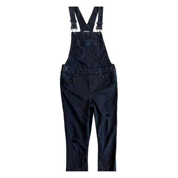Blue Spice Black Distressed Denim Overalls with Rips and Holes //Junior Size 9 - Picture 5 of 9